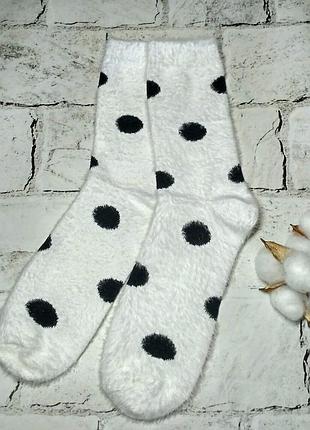 Носки женские теплые термоноски норка кашемир высокие горох 36-40р белые