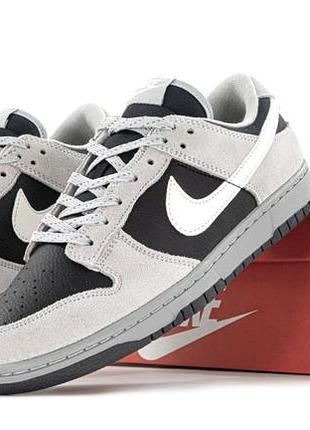 Чоловічі кросівки nike sb dunk low grey white black найк данк чорного з білим та сірим кольорів