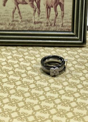 Керамическое кольцо с серебряной вставкой , 18 размер 🛍7 фото