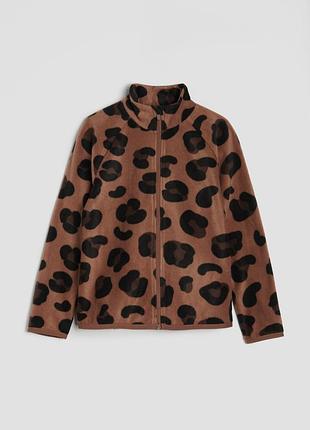 Теплая флисовая кофта с леопардовым принтом для девочки 😍