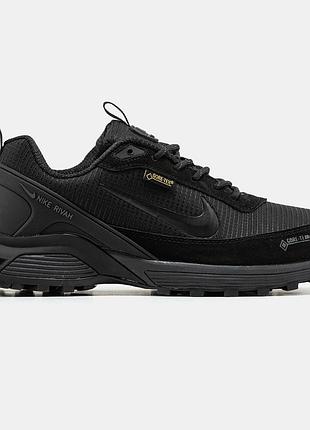 Зимові чоловічі кросівки nike rivah gore-tex winter fur black найк чорного кольору хутро