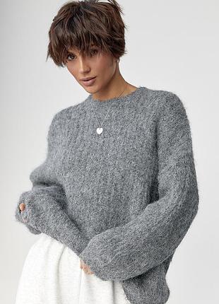 Тепла жіноча кофта з рукавами-ліхтариками