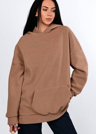 Худі тедді батал (оверзайз) темно бежевий