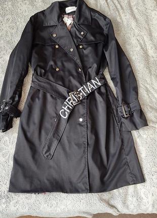 Плащ женский удлиненный из черной тонкой плащевки, размер 50/52