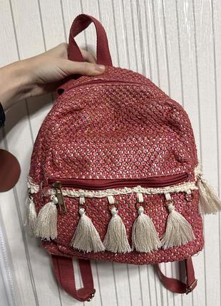 Рюкзак текстиль плетений з китицями
