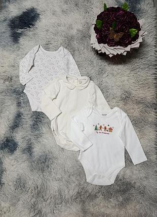 Набор боди бодиков с длинным рукавом девочке на 12-18 мес