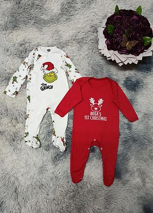 Набір новорічний чоловічок ромпер сліп унісекс на 3-6 міс