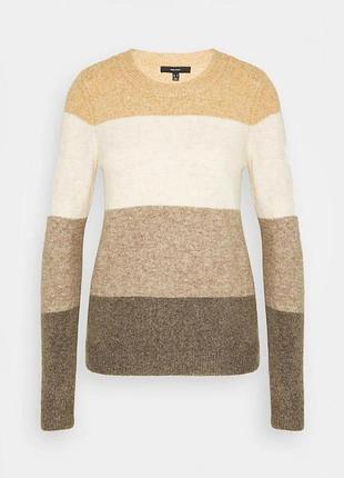 Джемпер vero moda (новый) - женский, мягкий, меланж с градацией оттенков коричневого | мелкая вязка | приталенный | размер s (44)