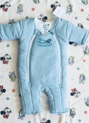 3-6 міс. primark утеплений спальник на молніях колір блакитний на товстому синтепоні. новий з бірками довжина 55; пог 28; рукав від вороту 23