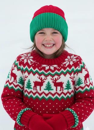 Теплая вязаная шапка красного цвета, шапка