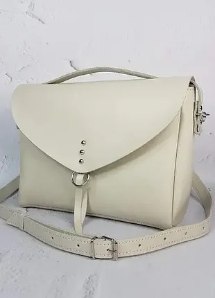 Сумка женская "доротые" натуральная кожа, слоновая кость матовая