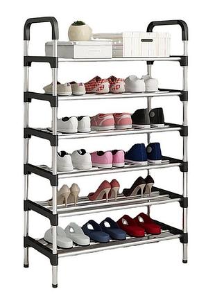 Полка для обуви shoe rack 6 полок органайзер стойка 6 секций 56х28х113 см. цвет: черный