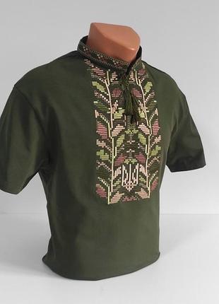 Сорочка вишиванка з коротким рукавом, вишиванка на хлопчика, вышиванка с коротким рукавом