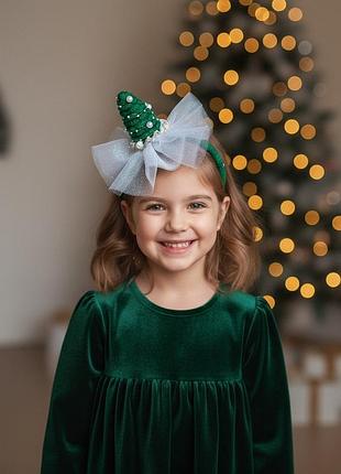 Обруч елка, обруч на новый год елка, новогодние аксессуары ручной работы