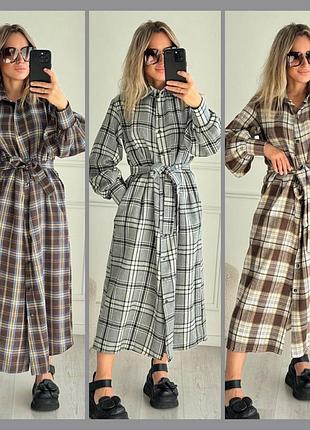 Платье-рубашка в клетку