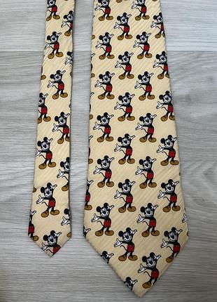 Галстук mickey mouse disney by atlas design нежно желтый с принтом шелк