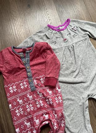 Чоловічки на дівчинку новорічний та сірий киця carters next 6-12