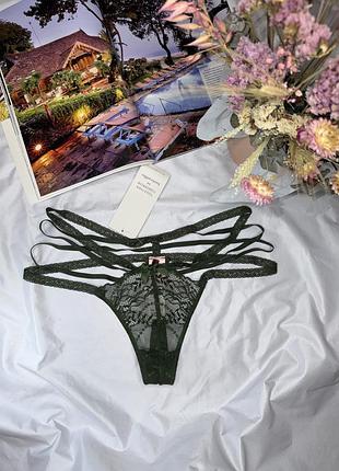 Трусики стринг l от hunkemoller lorraine kombu green