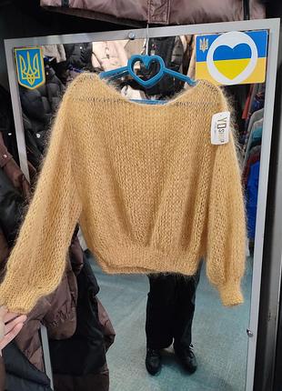 Светр павутинка жіночий з італійського кідмохеру теплий бежевий пісочний s - l