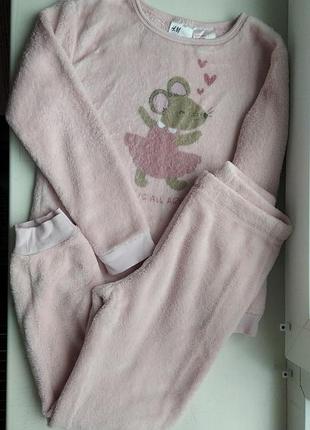 H&m пижама флис 7-8 лет 122-128 см мышка