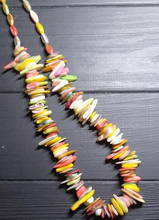 Яркое колье бусы с перламутром 7