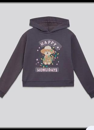 Теплый новогодний свитшот худи кофта девочке на 14-15 р 44-46 г