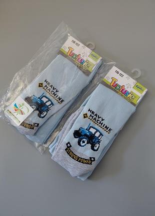 Хлопковые колготы для мальчика с трактором