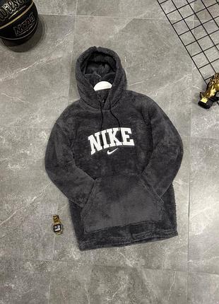 Мужской оверсайз худи теди nike, кофта с капюшоном зима осень мягкая