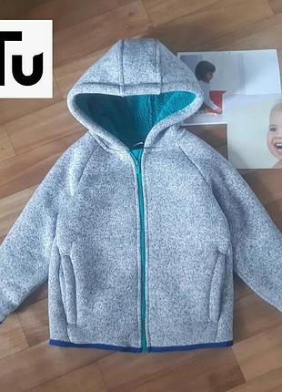 Теплая вязаная флисовая кофта, куртка на меху, флиска, худи, толстовка tu 2-3 года