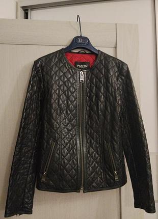 Кожаная куртка, стеганая, с утеплением, автоледи 
итальялия 🇮🇹punto