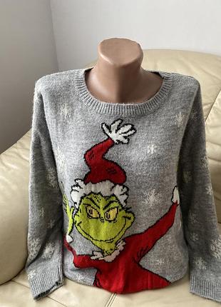 Продам різдвяний светр із зображенням грінча в костюмі санта- клауса