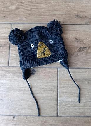 Тепла шапочка ведмедик 50/51  86см
