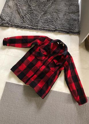 Груба тепла верхня сорочка рубашка куртка шерстяна вовняна вовна шерсть в клітинку верхняя тёплая грубая клетку шерстяная