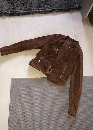 Косуха куртка замшева натуральна замша курточка замшевая натуральная кожаная кожанка шкіряна кожа