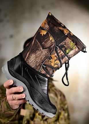 Мужские резиновые ботинки с утеплителем на шнуровке пп8243(k11 - 00)