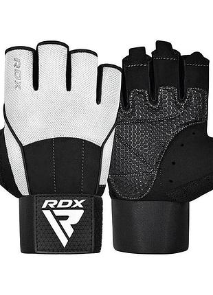 Рукавички для фітнесу rdx  w3 white with eva padding-l