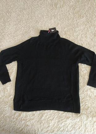 Свитер v by very (новый) - женский черный вязаный, легкий, оверсайз | 100% акрил | асимметричная длина | размер m (uk 12)