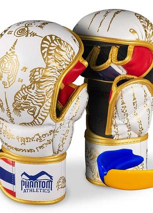 Рукавиці для мма phantom muay thai white gold l/xl (капа в подарунок)