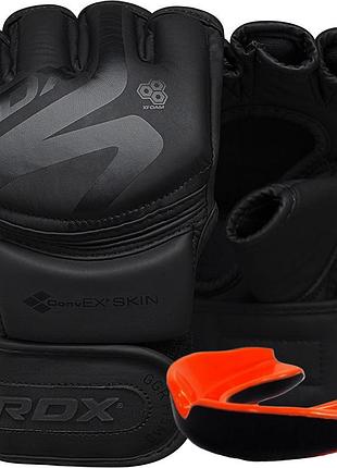 Рукавиці для мма rdx f15 noir matte black s (капа в комплекті)