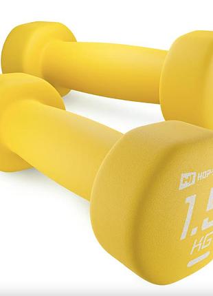 Гантелі для фітнесу неопренові круглі hop-sport hs-v015dr 2x1,5кг жовтий