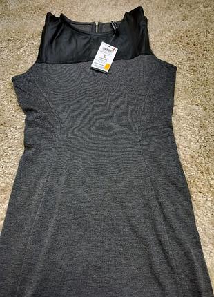 Серое новое кэжуал платье силуэтное