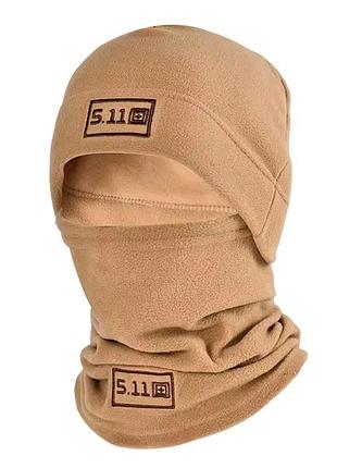 Шапка + бафф комплект тактический флисовый подшлемник с балаклава (койот)