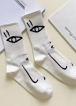 Тренд стильные женские белые носки качественные носки аксессуар для подарка графика минимализм