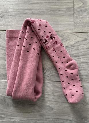 Теплі колготи (на махрі) різдвяно-новорічний принт