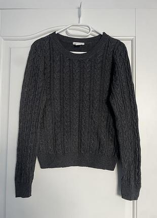 Светр-джемпер в косички графітовий