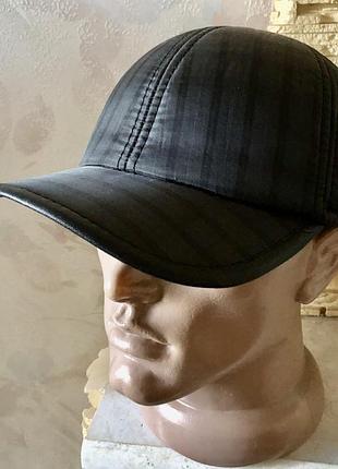 Зимняя клетчатая бейсболка на флисе с ушами 57 см