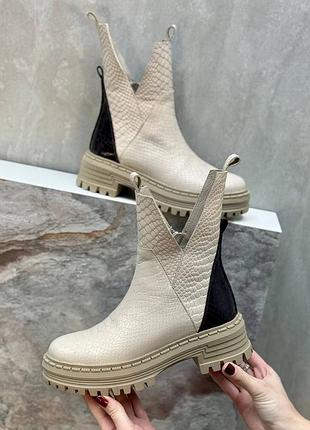 Бежеві черевики vampyr змія натуральна шкіра зима демі