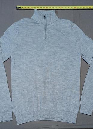 Плечі 37 см reiss size m сірий  светр на блискавці комір стійка 
100% merino wool rn114836