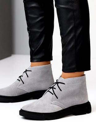 Ботинки "butterfly" женские замша ворсовый флис серый 16654