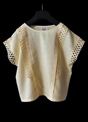 Винтажная блуза футболка ришелье женская футболка кружево